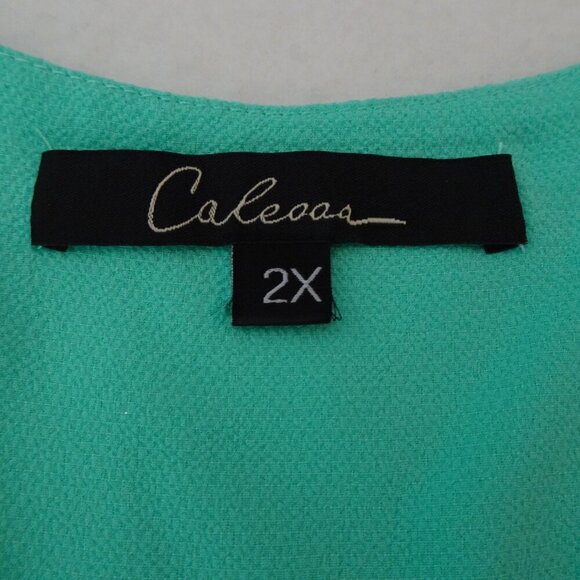 Calessa Embroidered Tunic Top Women's Plus Size 2X Blue Aqua Loose Fit V-Neck - Picture 5 of 10